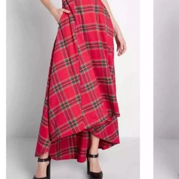 NWOT Modcloth X Collectif red plaid holiday dress, Size Small, US Size 6 - Picture 3 of 5